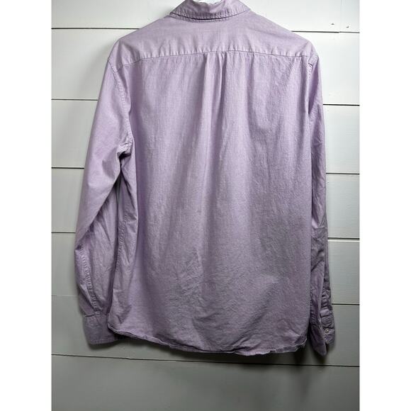 J Crew Secret Wash Button Down Shirt Large Lavendar Slim Untucked Stretch - Picture 5 of 10